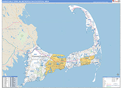 Barnstable Town Metro Area Wall Map Basic Style 2026